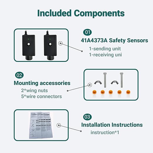 Upgraded 41A4373A Garage Door Safety Sensor Compatible with LiftMaster & Chamberlain Openers
