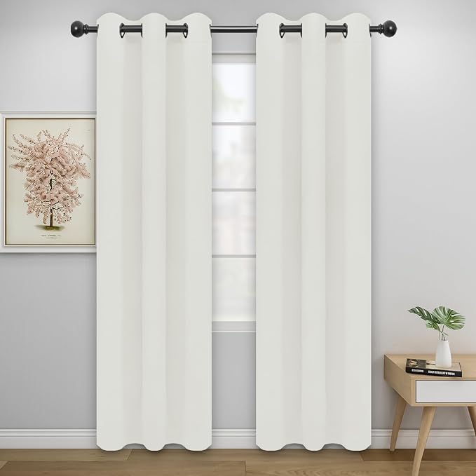 Easy-Going Thermal Grommet Curtains, 2 Panels 34x84 in, Ivory | Machine by Easy-Going