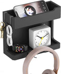 NiHome Bedside Wall Shelf Organizer, Wood 2-Tier Floating Nightstand, Cable by NiHome