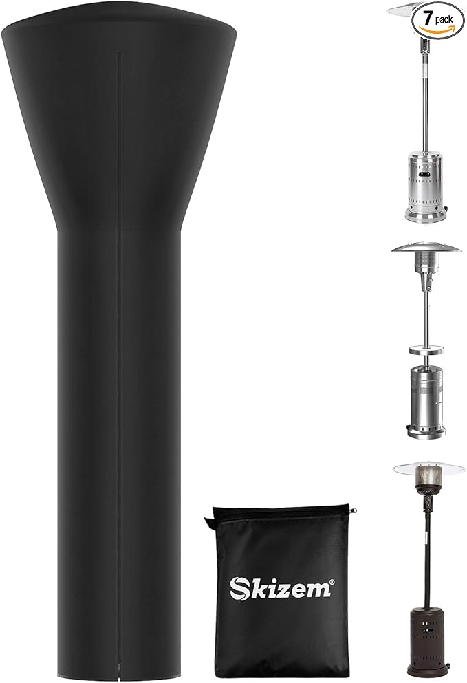 Skizem Outdoor Patio Heater Covers with Zipper,Upgraded 420D Oxford Fabric with PU Coating Material,100% Waterproof Windproof Anti-UV Snow-Poof,36 Months of Use (89'' H x 33" D x 19" B)