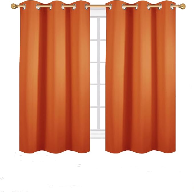 Diraysid Orange Grommet Blackout Curtains - Image 2