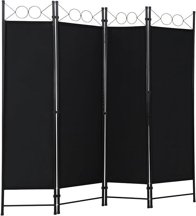 PayLessHere 4 Panel Room Divider 6FT Steel Frame Screen Folding Privacy Divider by PayLessHere