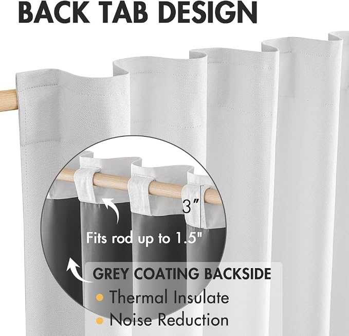 MIULEE 100% Blackout Curtains 84 inches Long White Linen Curtains & Drapes - Image 5
