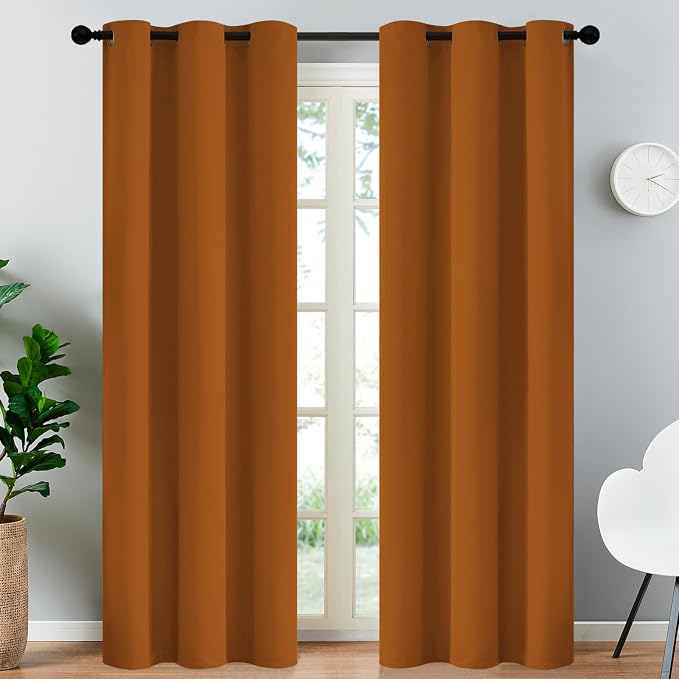 Yakamok Blackout Curtains 38x84 inch Burnt Orange Thermal Drapes-Bedroom | 2 by Yakamok