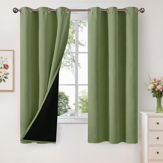 YoungsTex 100% Blackout Curtains 63 Inch Length 2 Panels, Room Darkening Drapes by YoungsTex