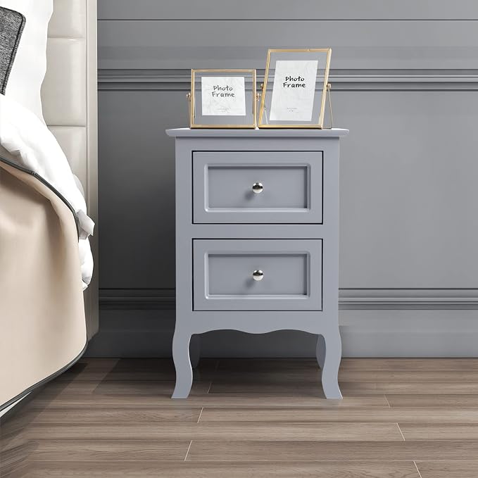 Bonnlo Gray Nightstand Set of 2, Nightstands - Image 5