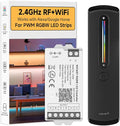 BTF-LIGHTING RF 2.4GHz Wireless Remote RC09RFB & C04W 2.4GHz Tuya WiFi Controller Kit Alexa Google Home Smartphone APP Control for RGBW PWM 5050SMD FCOB (+ R G B W) 5PIN LED Strip DC12V DC24V