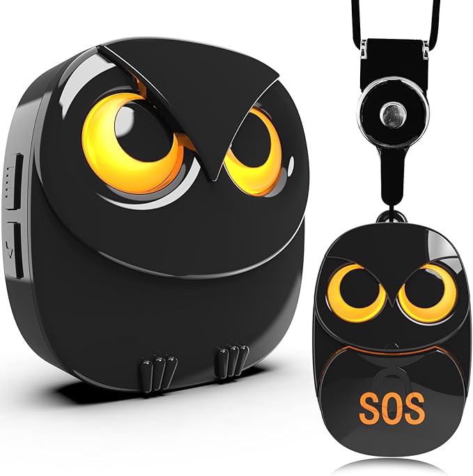 HTZSAFE Caregiver Pager Wireless Call Button 500+ Feet, SOS Alert Nurse Calling Elderly Fall Help System for Patient/Disabled Monitoring at Home, IP55 Waterproof, 1 Transmitter + 1 Receiver , Black