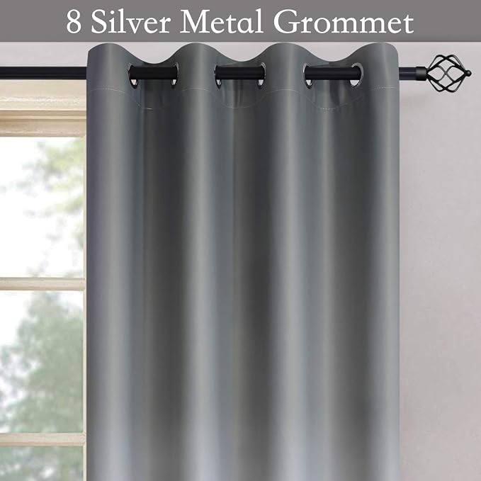 SimpleHome Grey to Grey White Ombre Room Darkening Curtains 84 Inch | Curtains - Image 3