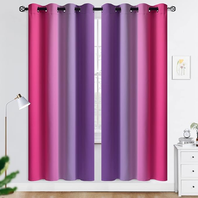 COSVIYA Grommet Ombre Blackout Pink and Purple Curtains, W52 x L72 inch | Room by COSVIYA