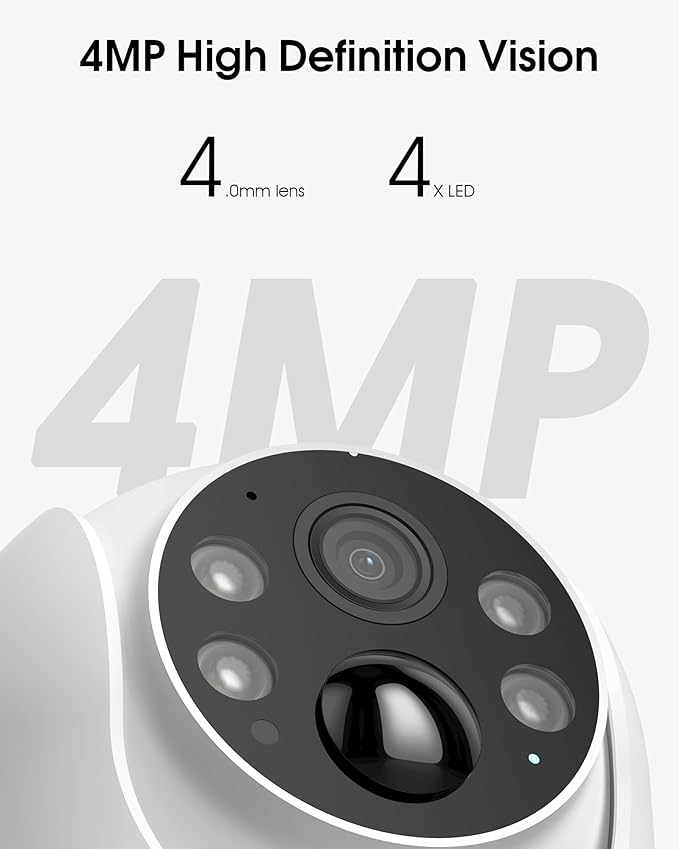 ARCCTV Solar Security Cameras Wireless Outdoor, 4MP 360° View Battery Powered Outdoor Camera, Night Vision with Spotlight, 2-Way Audio, PIR Motion Sensor, 2.4G/5G Dual Band WiFi (2 Pack)