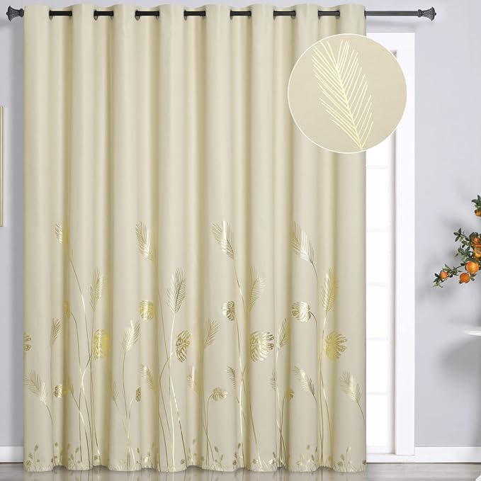 Drape for Living Room 100W x 84L Inch Length Elegant Gold Palm Tree Designed by ESTELARTEXTILER
