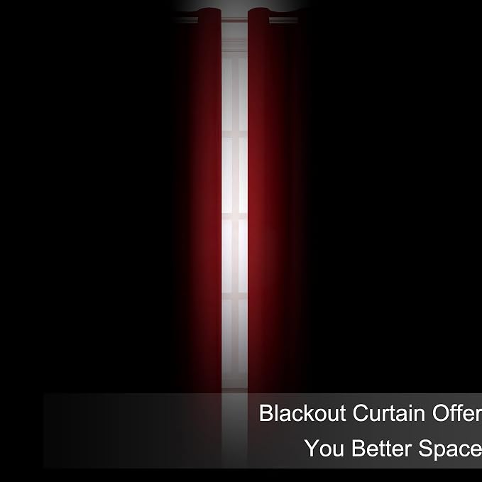 Blackout Curtains 66 x 95 inch/Red Curtains Set of 2 Panels/Thermal Insulated - Image 3