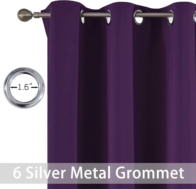 Yakamok Blackout Curtains 38x45 inch Purple Thermal Drapes-Bedroom | 2 panels - Image 3