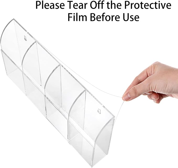 Hipiwe Wall Mount Remote Control Holder, 4-Slot Acrylic TV Remote Caddy | Clear - Image 3