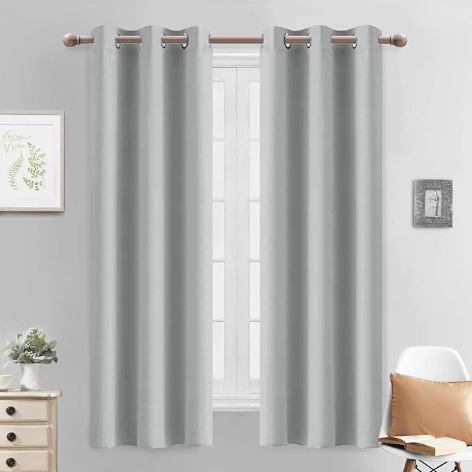 Yakamok Blackout Curtains 38x63 inch Light Grey Thermal Drapes-Bedroom | 2 by Yakamok