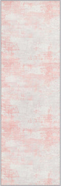 2x6 Washable Runner Rug：Modern Abstract Soft Carpet Pink White | by FXRHLP