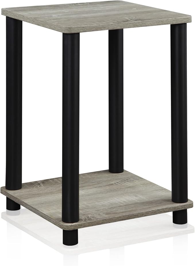 Furinno Modern Grey Side Table, 2-Tier Square Top End Table - Image 5