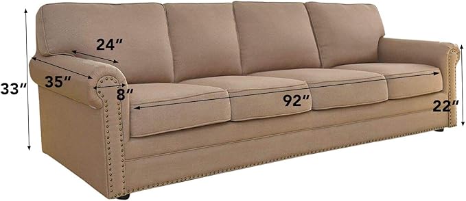 Easy-Going Stretch 4 Seater Sofa Slipcover 1-Piece Sofa Cover Furniture Protector Couch Soft with Elastic Bottom for Kids, Polyester Spandex Jacquard Fabric Small Checks Dark Blue
