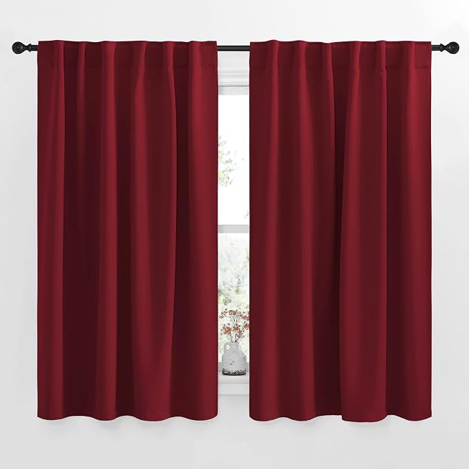 NICETOWN Christmas Burgundy Bedroom Blackout Draperies Panels by NICETOWN