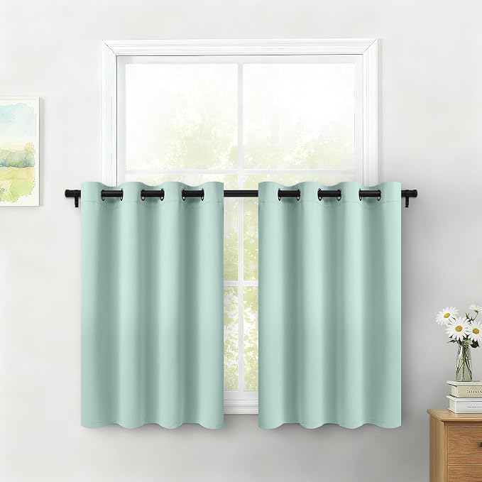 COSVIYA Grommet Room Darkening Aqua Curtains 36 inch Length by COSVIYA