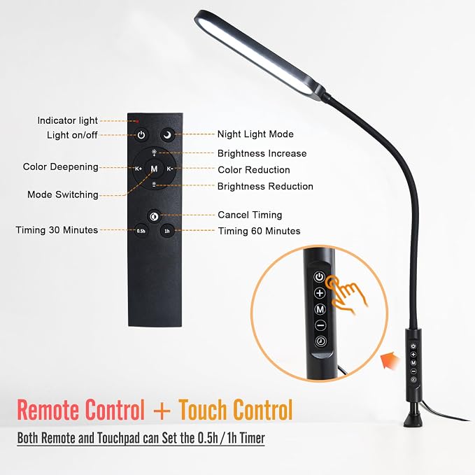 18W 3000LM LED Clamp Desk Lamp | CRI 95 Eye-Caring Light - Image 5