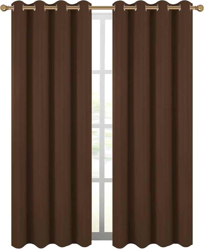 Diraysid Chocolate Brown Grommet Blackout Curtains - Image 2