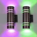 rosykite Smart Outdoor Wall Lights Color Changing 2 Pack, RGB+2700K-6500K Modern Exterior Lighting Fixtures Cylinder Outside Wall Sconce with Glass, WiFi APP Control Up Down Outdoor Porch Lights