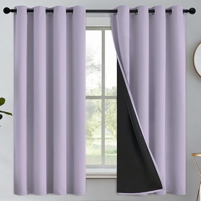 Yakamok Light Purple Blackout Curtains 63 inches Long by Yakamok