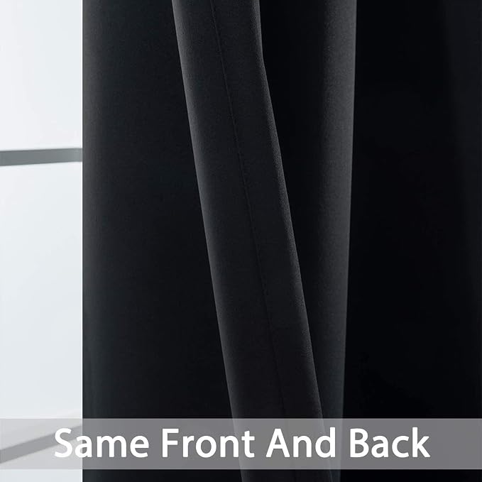 Yakamok Blackout Curtains 38x90 inch Black Thermal Drapes-Bedroom | 2 panels - Image 4