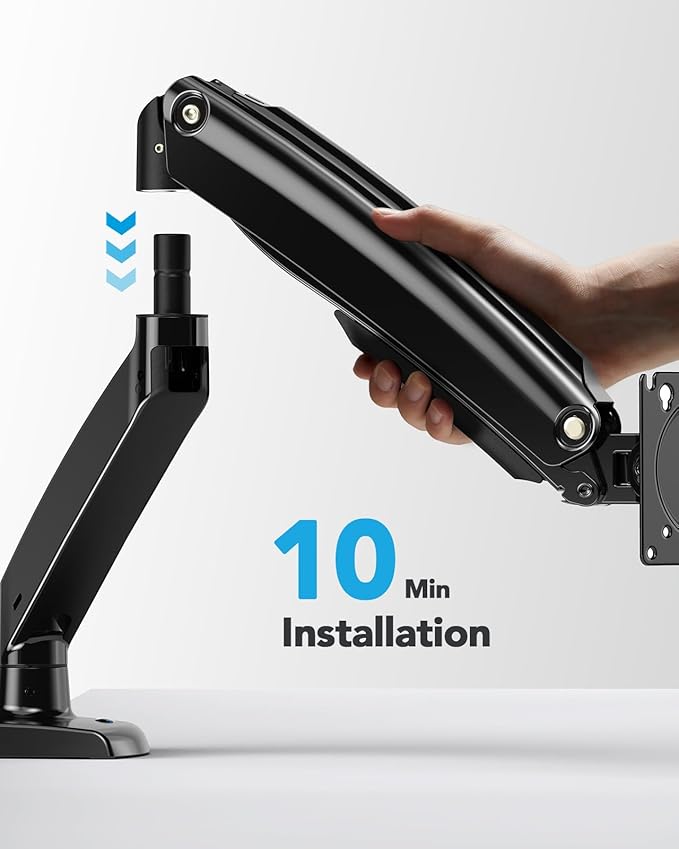 HUANUO Single Monitor Arm for 13-49 inch Screens, Ultrawide Computer Monitor Mount Holds 26.48 lbs, Upgraded Adjustable Stand with USB, C-Clamp & Grommet Base, VESA 75x75 or 100x100mm