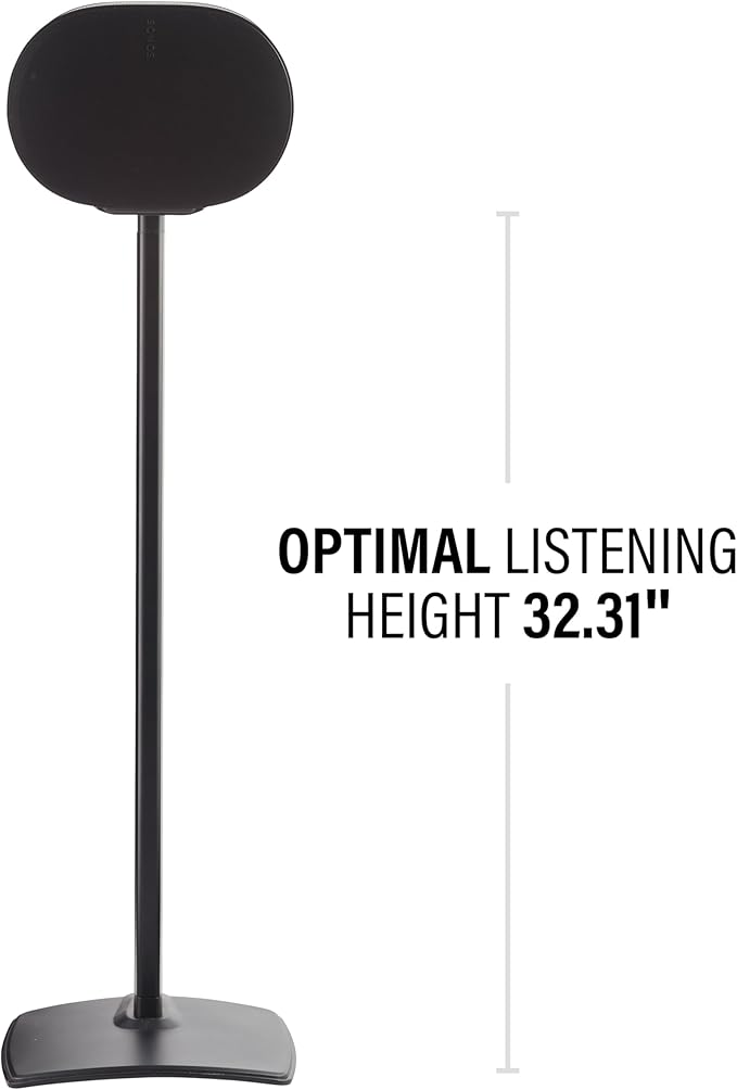Sanus Speaker Stand for Sonos Era 300™ - Fixed Sonos Speaker Stand w/Easy 3 Step Assembly - Includes All Hardware, Carpet Spikes & Rubber Feet - Black Single Stand