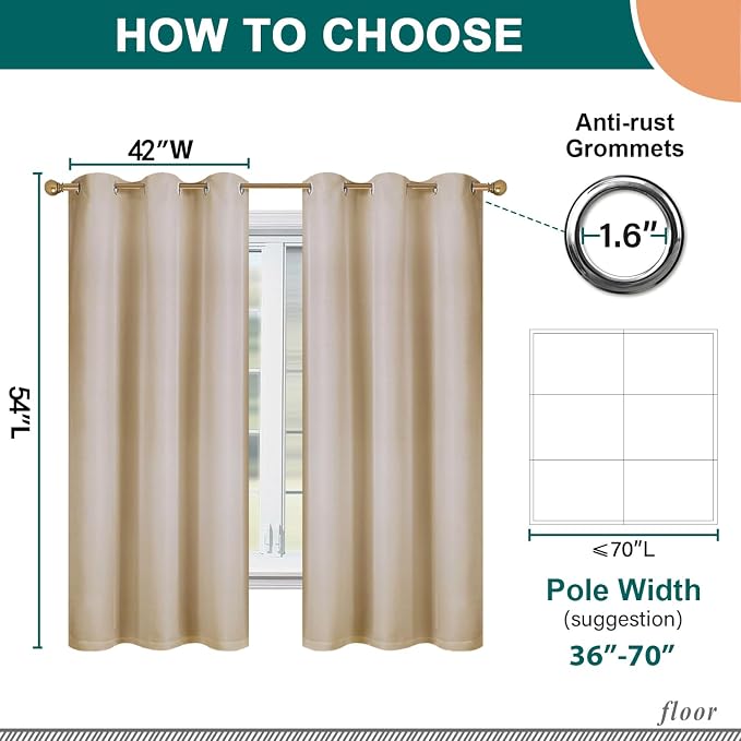 Diraysid 100% Blackout Curtains Beige Linen Curtains - Image 5