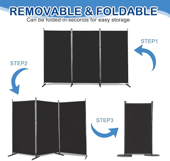 6ft Folding Room Divider Privacy Screens, 3 Panel Freestanding Wall Divider - Image 4