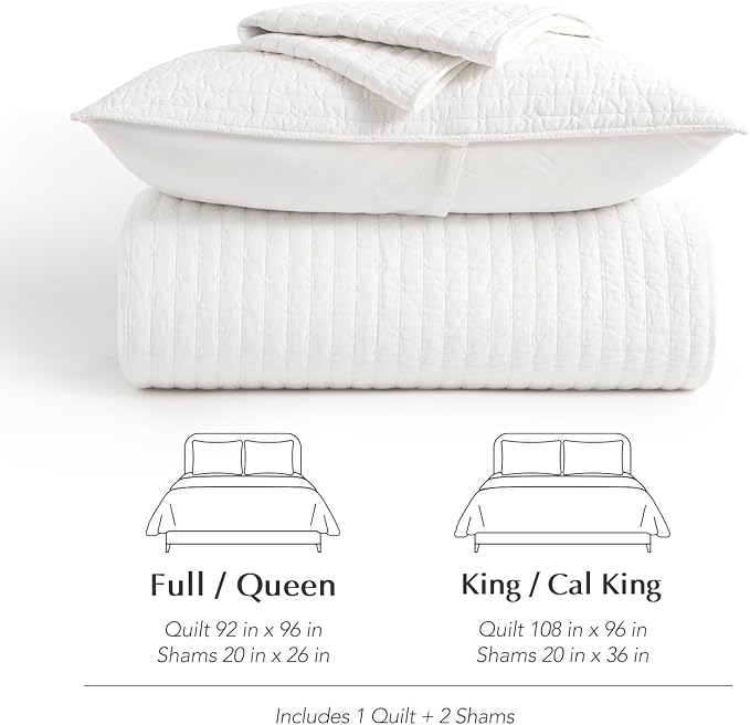 100% Cotton Cross Stitch 3-Piece Quilt Set, Bright White | 100% Cotton - Image 7