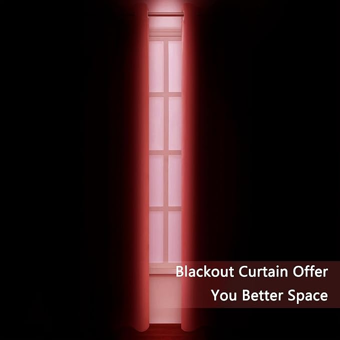 Blackout Curtains 66 x 95 inch/Bright Red Curtains Set of 2 Panels/Thermal - Image 3