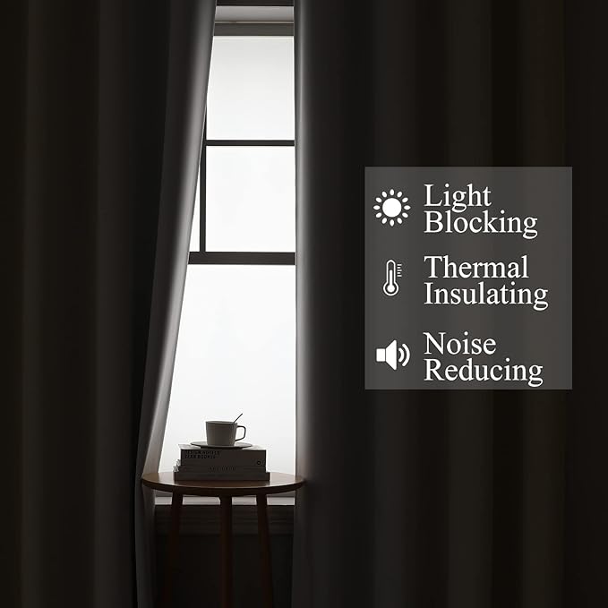 Beige and Greyish White Ombre Blackout Curtains Living Room 102 Inches Long | - Image 3