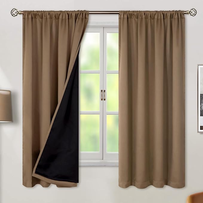 BGment 100% Room Darkening Thermal Insulated Blackout Curtains 63 Inches Long - Image 2