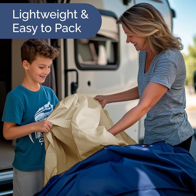 RV Short Queen Sheet Set 60 X 75 - 4 Piece RV Short Queen Bed Sheets - Soft, Breathable & Cooling - Designed for Bunks, Trailers and Campers - Fits 8” to 12" Mattress - Hotel Luxury Bedding - Beige