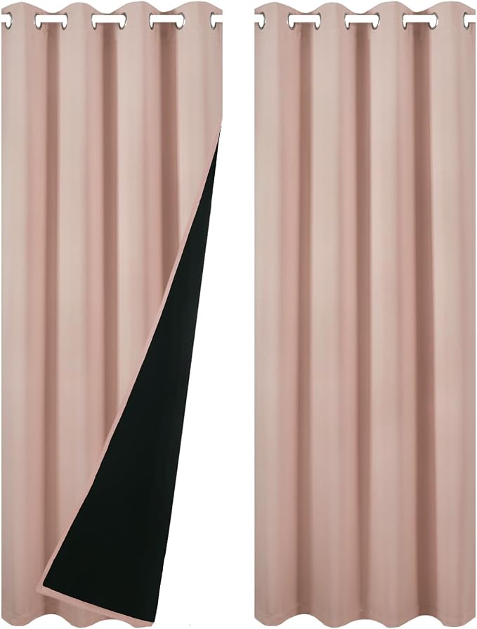 100% Blackout Curtains 84 Inch Long Blush Curtains 2 Panels - Image 3