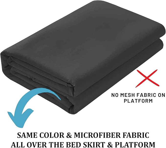 SKY BEDDINGS - Full Size Ruffled Bed Skirt with Split Corners - 18 Inch Drop Dust Ruffle Bed Skirt with Platform Three Sided Coverage - 100% Microfiber, Dark Grey