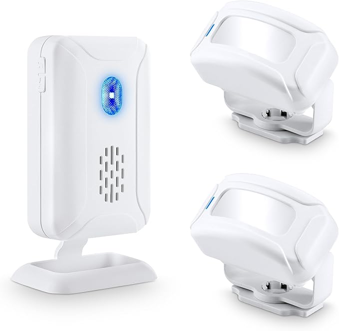 KCMYTONER Wireless Motion Sensor Detector Security Alarm Chime, Motion Sensor Doorbell, Door Chime for Business Entry, Shop Store Office Home Front Door Entry, 1 Receiver 2 Motion Sensor