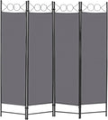 4 Panel Room Divider 6FT Steel Frame Screen Folding Privacy Divider by FDW