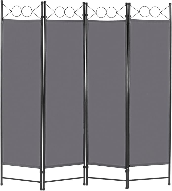 4 Panel Room Divider 6FT Steel Frame Screen Folding Privacy Divider by FDW