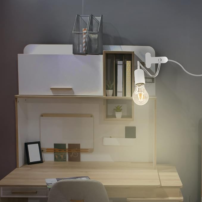 Clip Desk Lamp Socket, 2 Pack Flexible Desk Light Socket, Gooseneck Clip on - Image 6