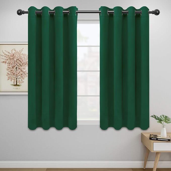 Easy-Going Thermal Grommet Blackout Curtains, 2 Panels 52x46 in, Dark Green | by Easy-Going