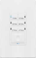 ENERLITES Countdown Timer Switch for Bathroom Exhaust Fan, Wall Light Switch Timer, 5 min – 4 Hours, Night Light LED Indicator, Neutral Wire Required, UL Listed, HET06-4H-W, White
