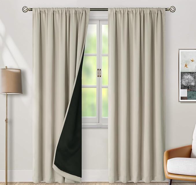 BGment 100% Room Darkening Thermal Insulated Blackout Curtains 95 Inches Long - Image 2
