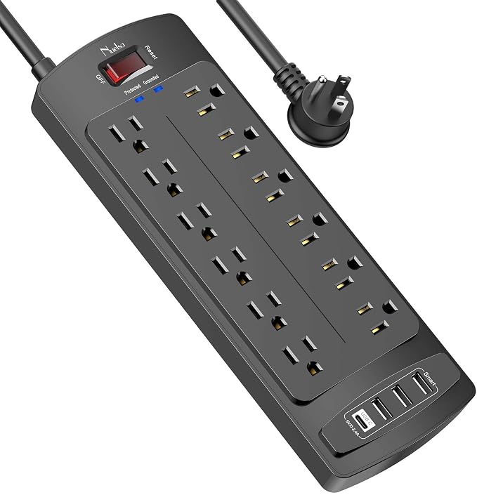 Surge Protector Power Strip, Nuetsa 12 Outlets and 4 USB Ports, 6 Feet by Nuetsa