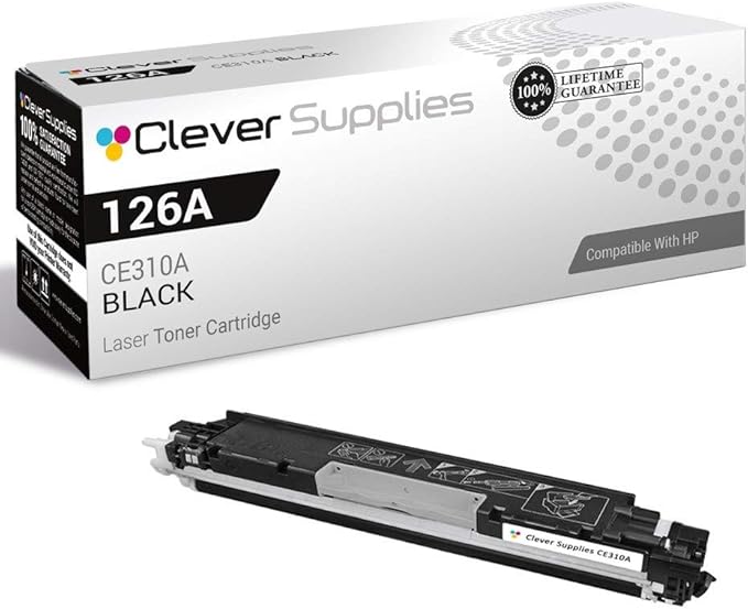 CS Replacement Toner Cartridge Compatible with HP CP1025 CE310A Black 126A Color Laserjet CP1020 CP1025 CP1025NW Pro 100 Pro M175 Pro M175A Pro M175NW Pro 100 Color MFP M175A M175NW
